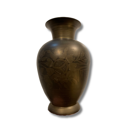 Vintage Brass Etched Vase